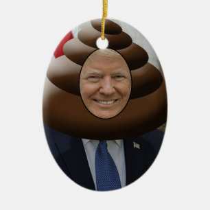 Funny Trump Poop Emoji Head Ceramic Tree Decoration