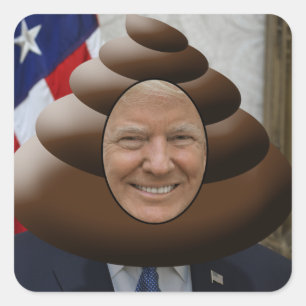 Funny Trump Poop Emoji Head Square Sticker