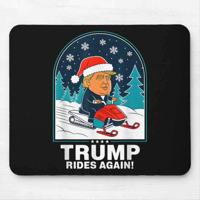 Funny Trump Rides Again Snowmobile Fun Winter Mouse Mat (Front)