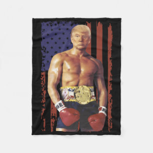 Funny Trump Rocky Boxing Meme Boxer Us Flag Patrio Fleece Blanket