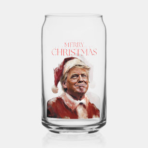 Funny Trump Santa Claus Christmas Card Can Glass