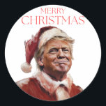 Funny Trump Santa Claus Christmas Card Classic Round Sticker<br><div class="desc">Funny Trump Santa Claus Christmas Card</div>