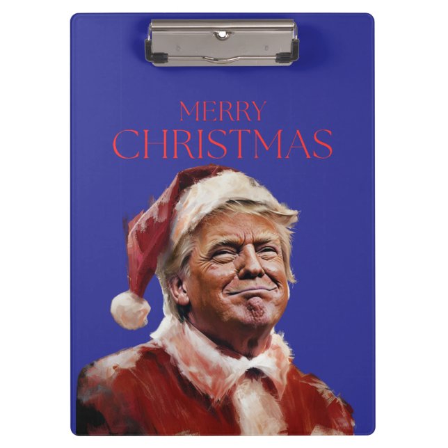 Funny Trump Santa Claus Christmas Card Clipboard (Front)