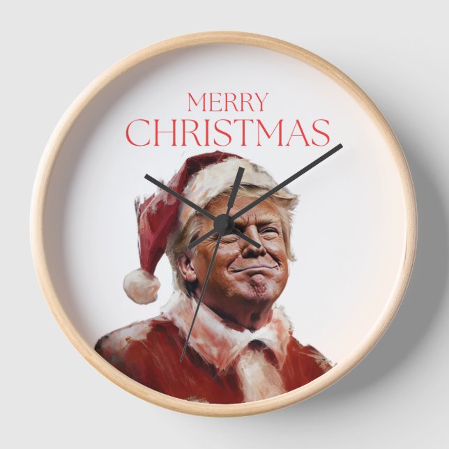 Funny Trump Santa Claus Christmas Card Clock (Front)