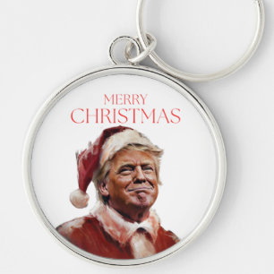 Funny Trump Santa Claus Christmas Card Key Ring