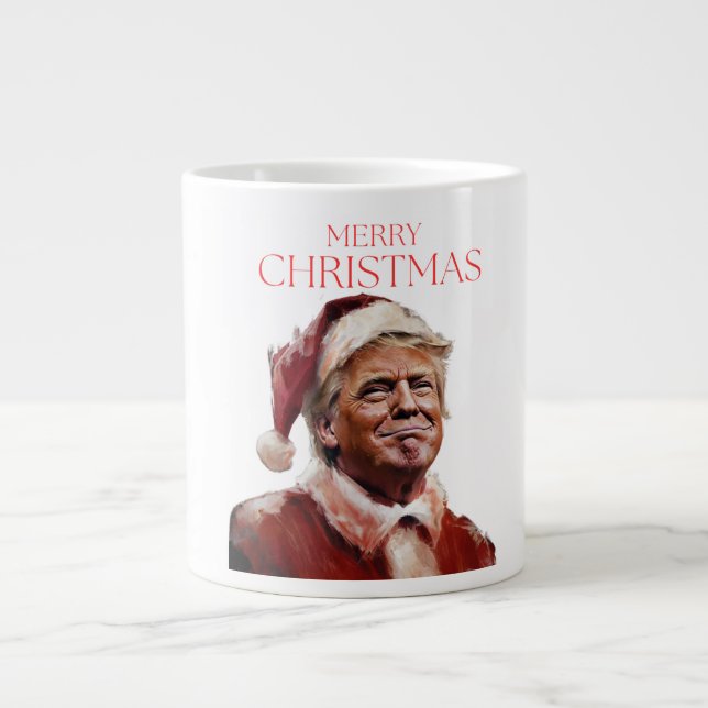 Funny Trump Santa Claus Christmas Card Large Coffee Mug (Front)