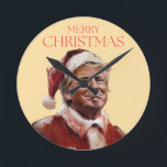 Funny Trump Santa Claus Christmas Card Round Clock<br><div class="desc">Funny Trump Santa Claus Christmas Card</div>