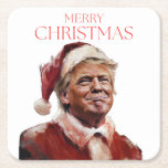 Funny Trump Santa Claus Christmas Card Square Paper Coaster<br><div class="desc">Funny Trump Santa Claus Christmas Card</div>