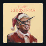 Funny Trump Santa Claus Christmas Card Square Wall Clock<br><div class="desc">Funny Trump Santa Claus Christmas Card</div>