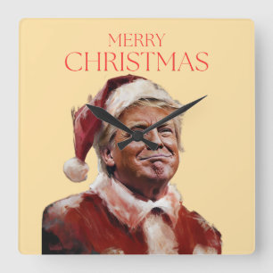 Funny Trump Santa Claus Christmas Card Square Wall Clock