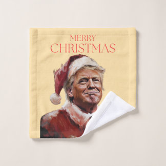 Funny Trump Santa Claus Christmas Card Wash Cloth
