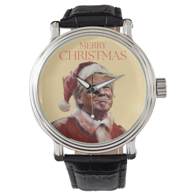 Funny Trump Santa Claus Christmas Card Watch (Front)