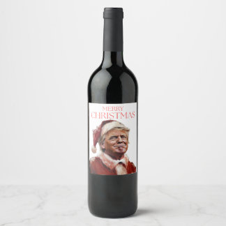 Funny Trump Santa Claus Christmas Card Wine Label