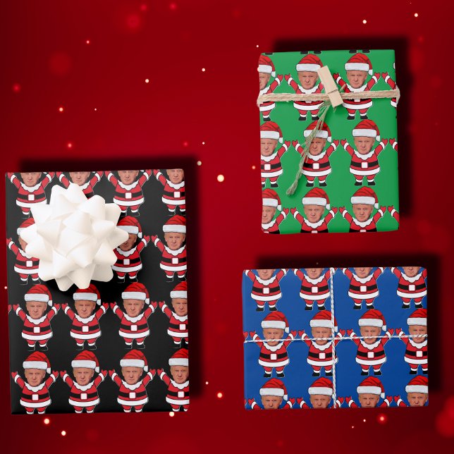 Funny Trump Santa Claus Custom Face Photo  Wrapping Paper Sheet (Creator Uploaded)