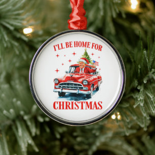 Funny Trump Santa Hat I'll Be Home for Christmas Metal Tree Decoration