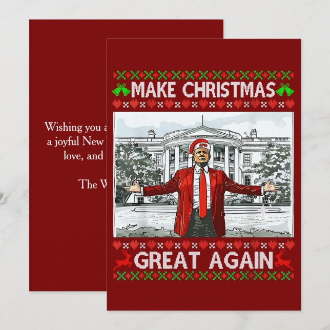 Funny Trump Santa Hat Make Christmas Great Again Holiday Card (Front/Back)