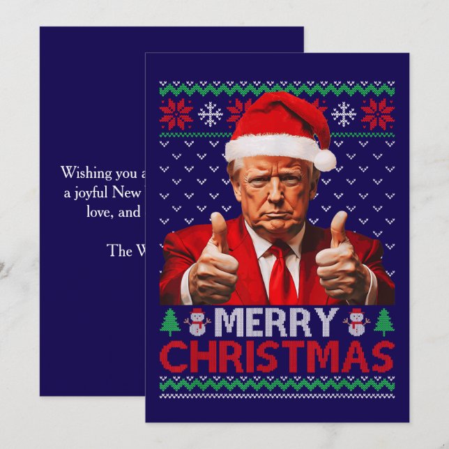 Funny Trump Santa Hat Merry Christmas Ugly Gift Holiday Card (Front/Back)