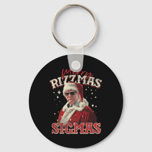 Funny Trump Santa Merry Rizzmas Sigmas Xmas Pajama Key Ring
