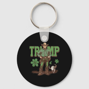 Funny Trump St Pattys Western Cowboy Trump Shamroc Key Ring