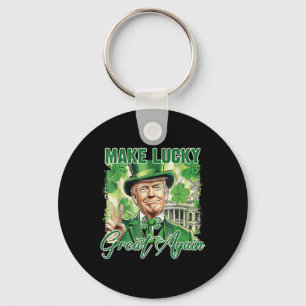 Funny Trump Stpatrick Day Make Lucky Great Again  Key Ring