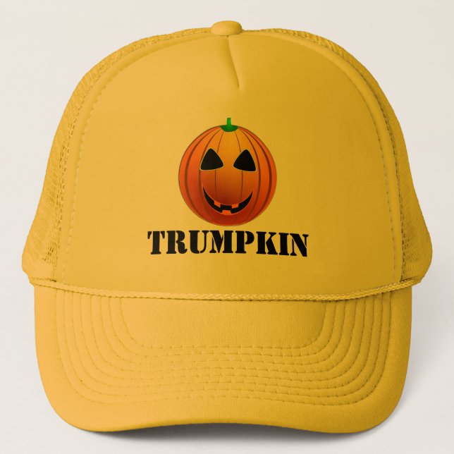 Funny Trump Trumpkin pumpkin Halloween Trucker Hat (Front)