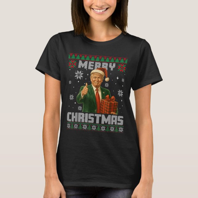 Funny Trump Ugly Xmas Sweater Make Christmas Great (Front)