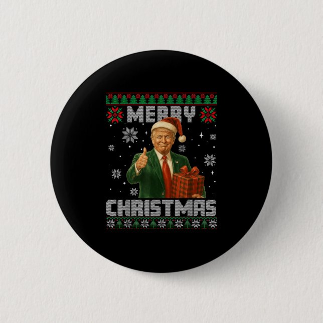 Funny Trump Ugly Xmas Sweater Make Christmas Great 6 Cm Round Badge (Front)