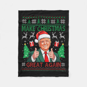 Funny Trump Ugly Xmas Sweater Make Christmas Great Fleece Blanket