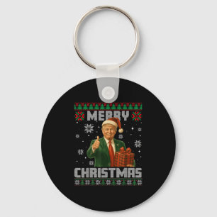 Funny Trump Ugly Xmas Sweater Make Christmas Great Key Ring