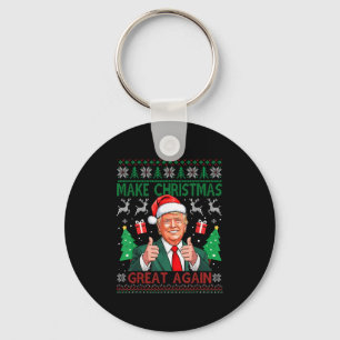 Funny Trump Ugly Xmas Sweater Make Christmas Great Key Ring