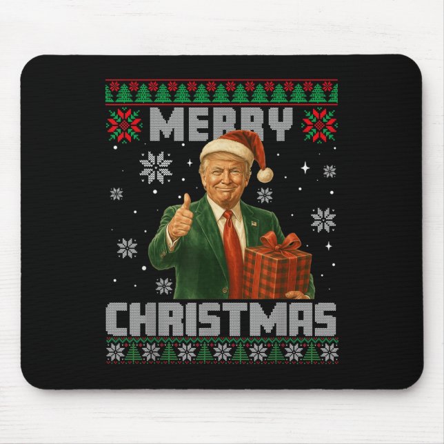 Funny Trump Ugly Xmas Sweater Make Christmas Great Mouse Mat (Front)