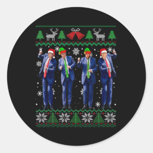 Funny Trump Vance Kennedy Elon Dancing Santa Claus Classic Round Sticker