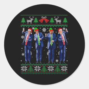 Funny Trump Vance Kennedy Elon Dancing Santa Claus Classic Round Sticker