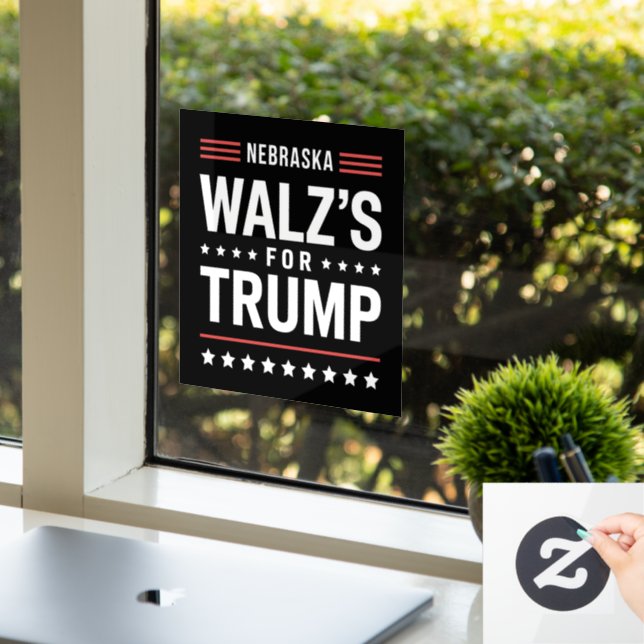 Funny Trump Vance Walz's For Trump Nebraska Window Cling (Office)