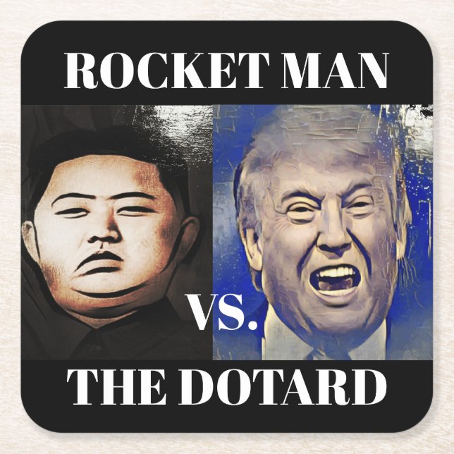 Funny Trump Versus Kim Jong Un Bar Coasters (Front)