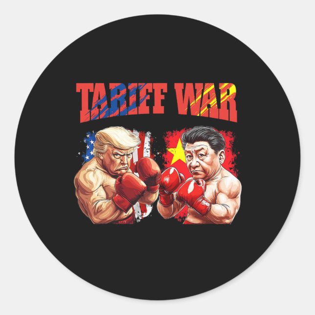 Funny Trump Vs Xi Jinping Boxing Boxing Match  Classic Round Sticker (Front)