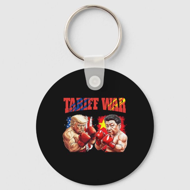 Funny Trump Vs Xi Jinping Boxing Boxing Match  Key Ring (Front)