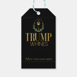 Funny Trump Whines Black Wine Gift Tags