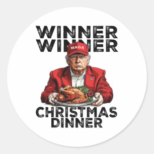 Funny Trump Winner Winner Christmas Dinner Santa A Classic Round Sticker