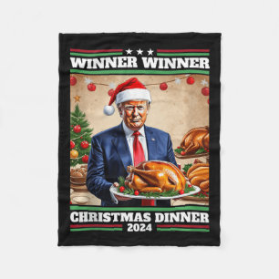 Funny Trump Winner Winner Christmas Dinner Tank To Fleece Blanket