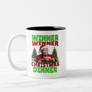 Funny Trump Winner Winner Christmas Dinner Two-Tone Coffee Mug