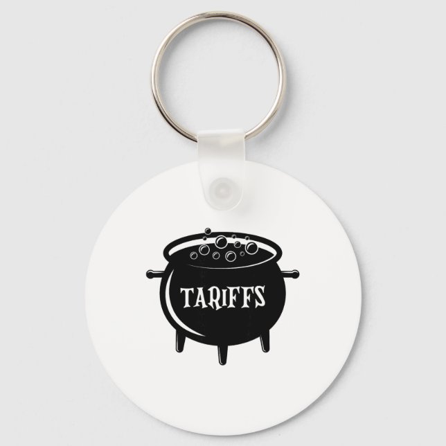 Funny Trump - Witch Cauldron Tariffs  Key Ring (Front)