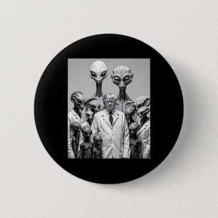 Funny Trump With Aliens Conspiracy Extraterrestria 6 Cm Round Badge