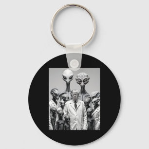 Funny Trump With Aliens Conspiracy Extraterrestria Key Ring