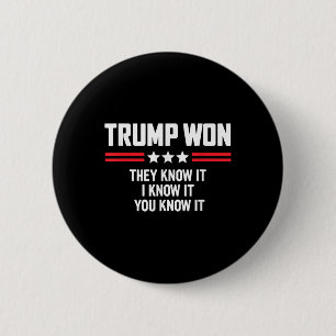 Funny Trump Won They Know It I Know It You Know 6 Cm Round Badge