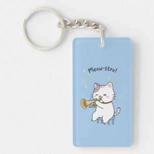 Funny Trumpet Cat – Cute Feline Jazz Key Ring