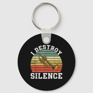 Funny Trumpet Player I Destroy Silence Vintage Ban Key Ring
