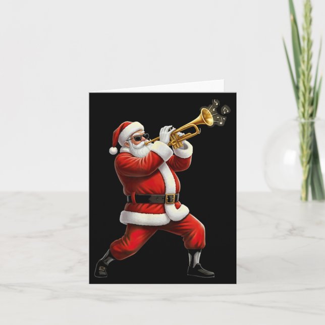 Funny Trumpet Santa Christmas Graphic Player Trump Card (Front)