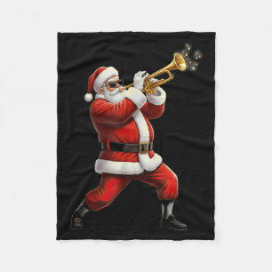 Funny Trumpet Santa Christmas Graphic Player Trump Fleece Blanket