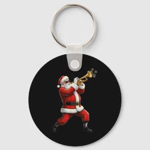 Funny Trumpet Santa Christmas Graphic Player Trump Key Ring